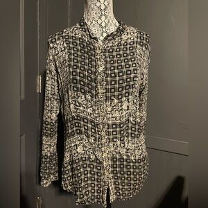 Free people Black and White Checkered Button-Up Blouse